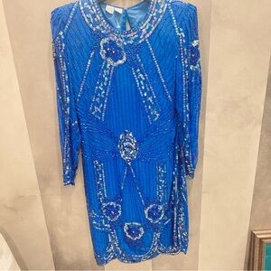 Vintage‎ Flapper Style Blue Sequin Dress
